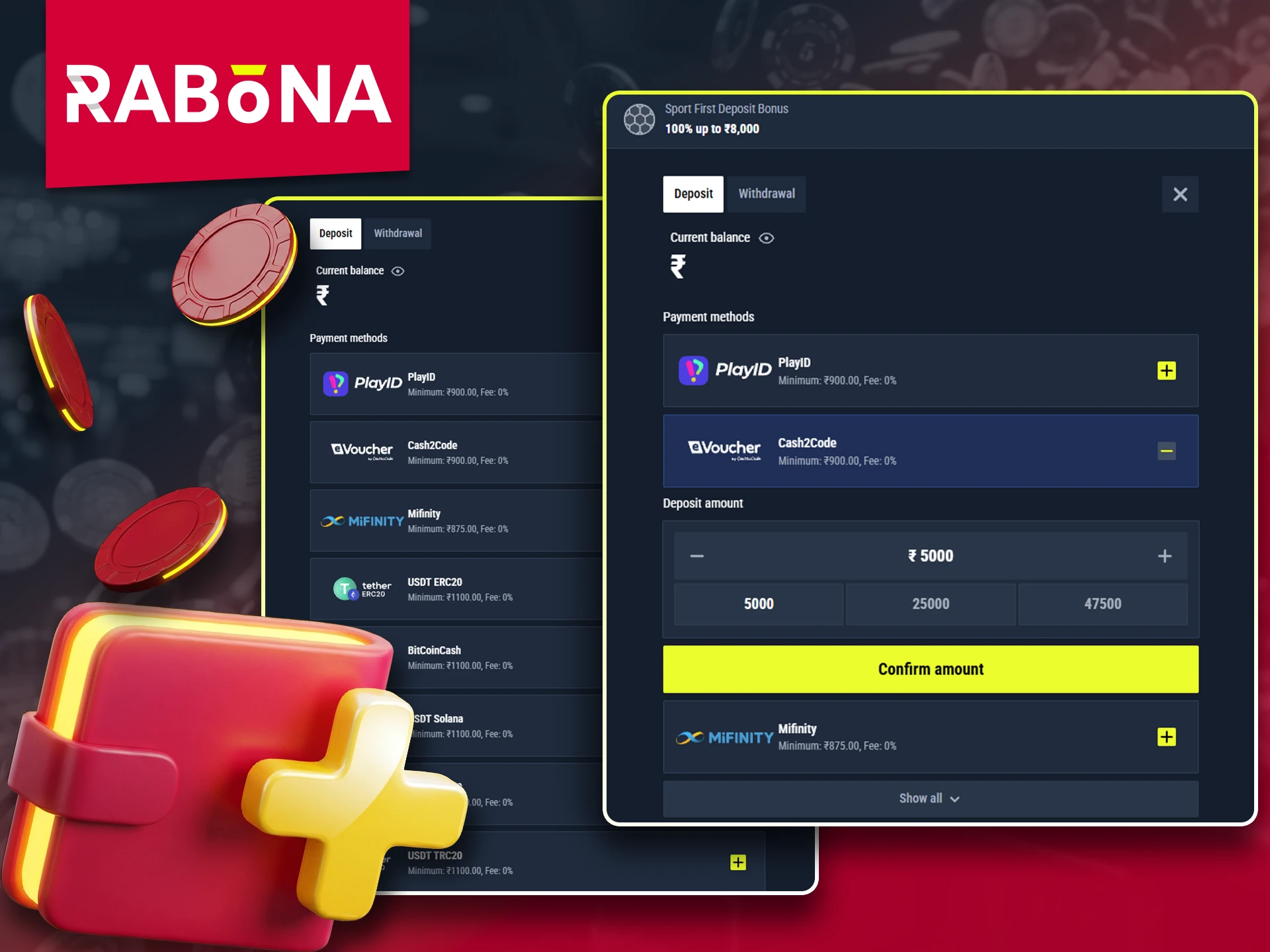 Learn how to easily make a deposit on Rabona.