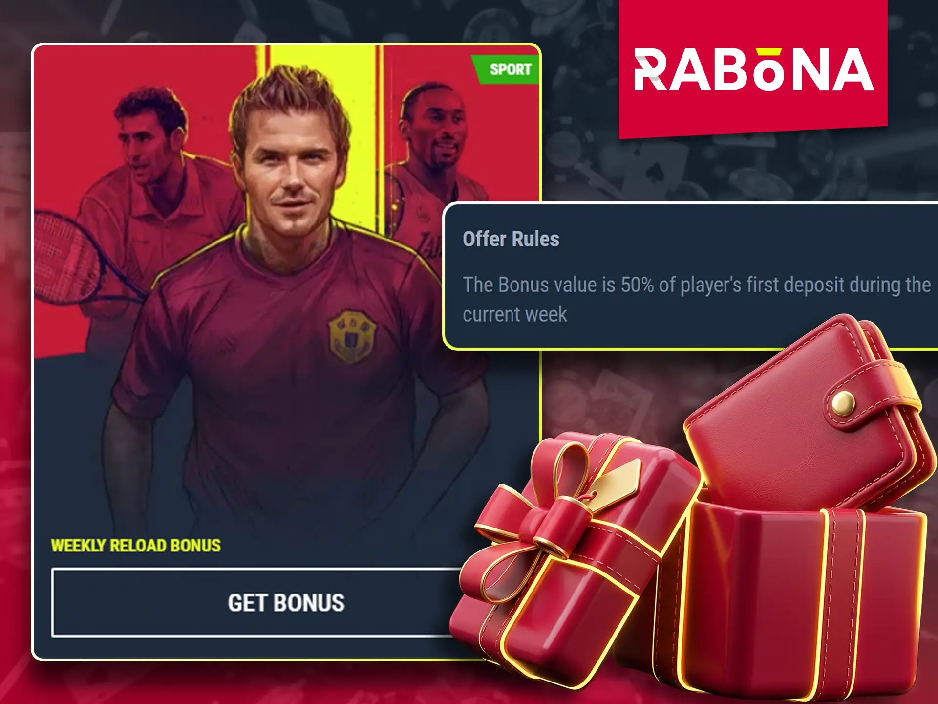 Claim your weekly reload bonus on the Rabona platform.