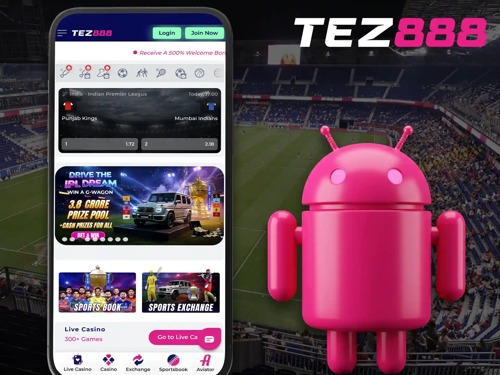 Start betting now at Tez888 with the Android app.