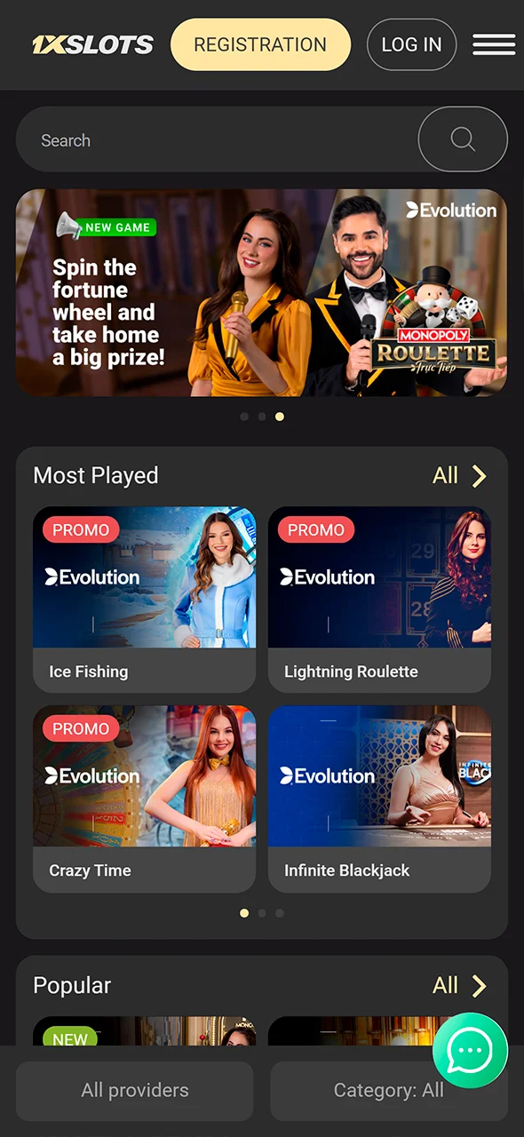Enjoy live dealer games on the 1xSlots app.