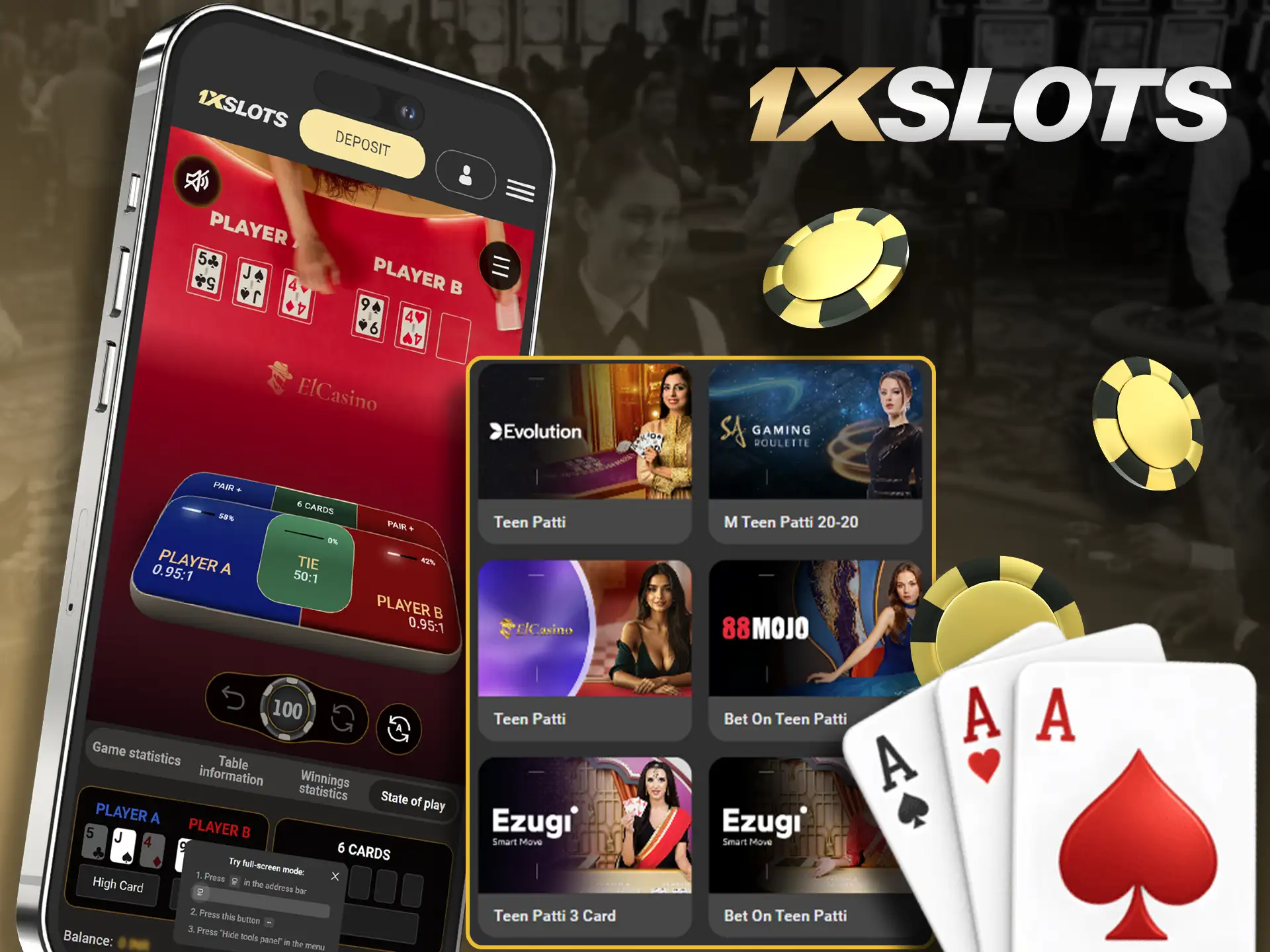 Play traditional Teen Patti games on the 1xSlots platform.
