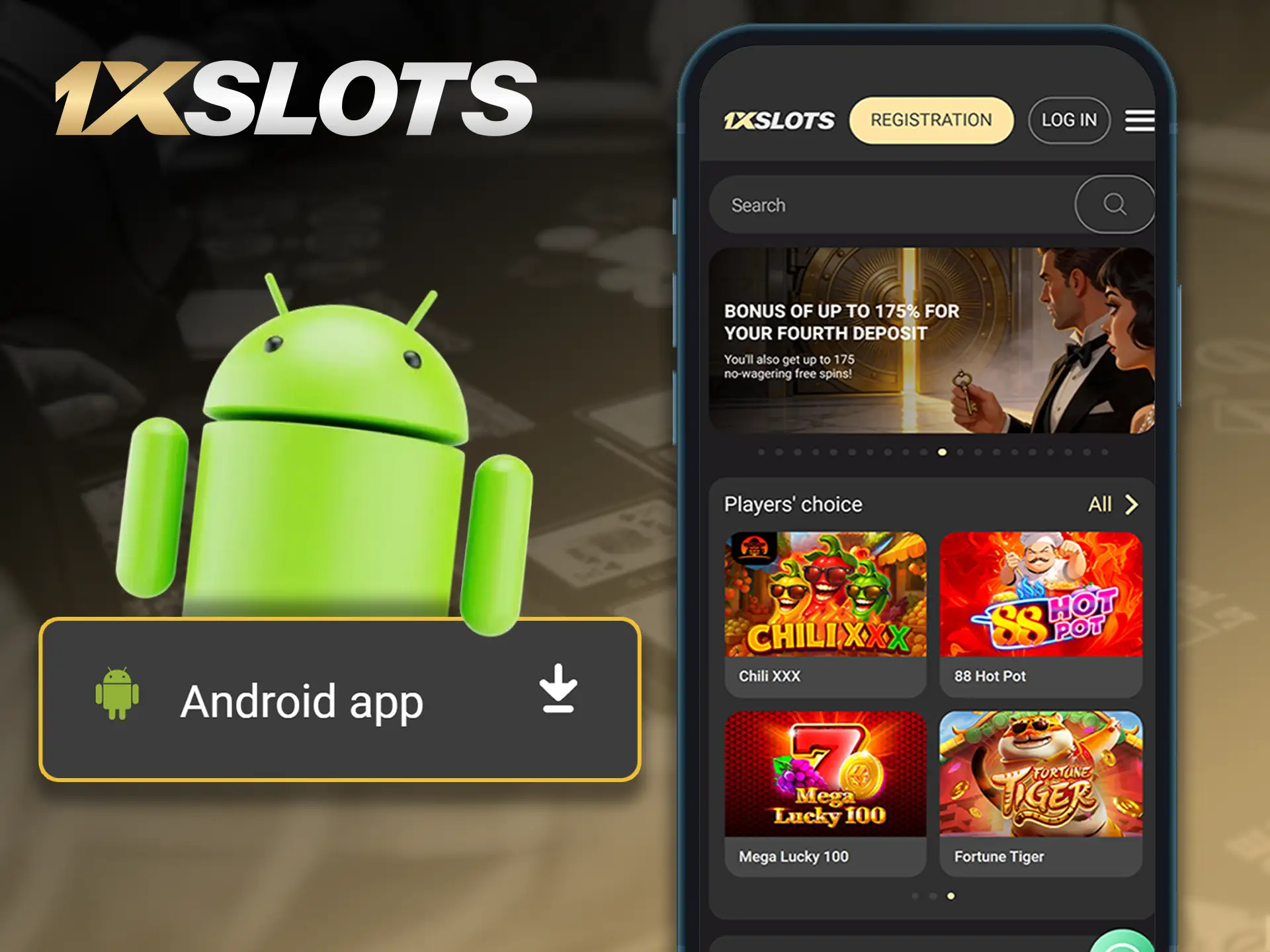 Download and use the 1xSlots app on Android.