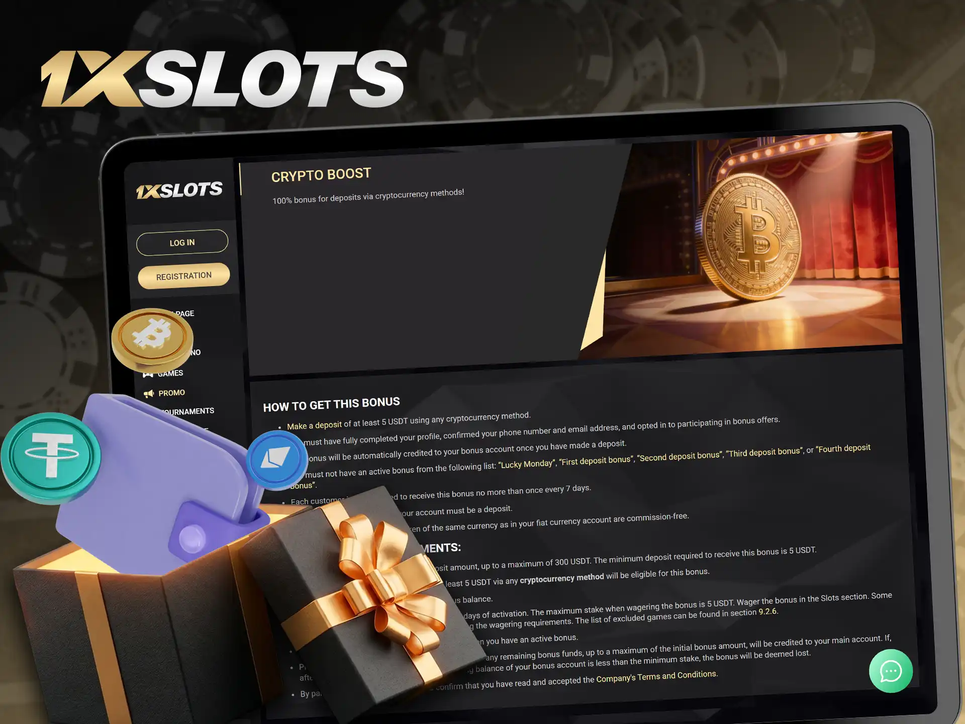 Earn a special crypto boost reward at 1xSlots.