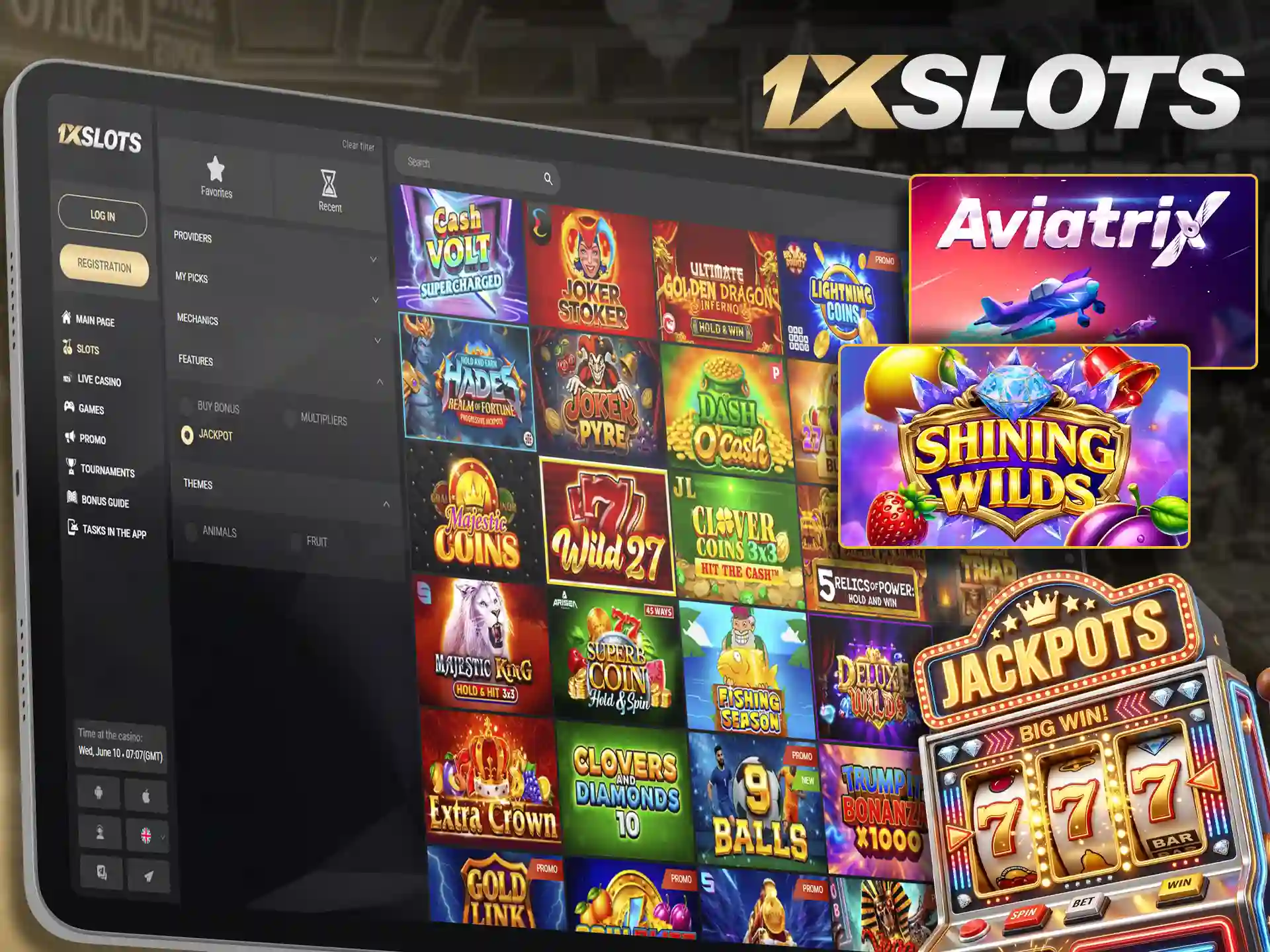 Spin for massive Drops and Wins 1xSlots jackpots.
