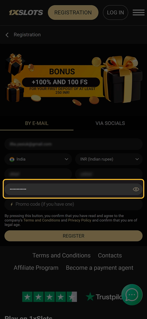 Secure your 1xSlots account with a strong password.