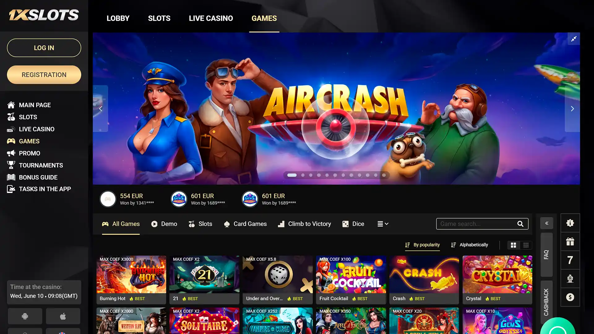 Discover a massive variety of games on 1xSlots.