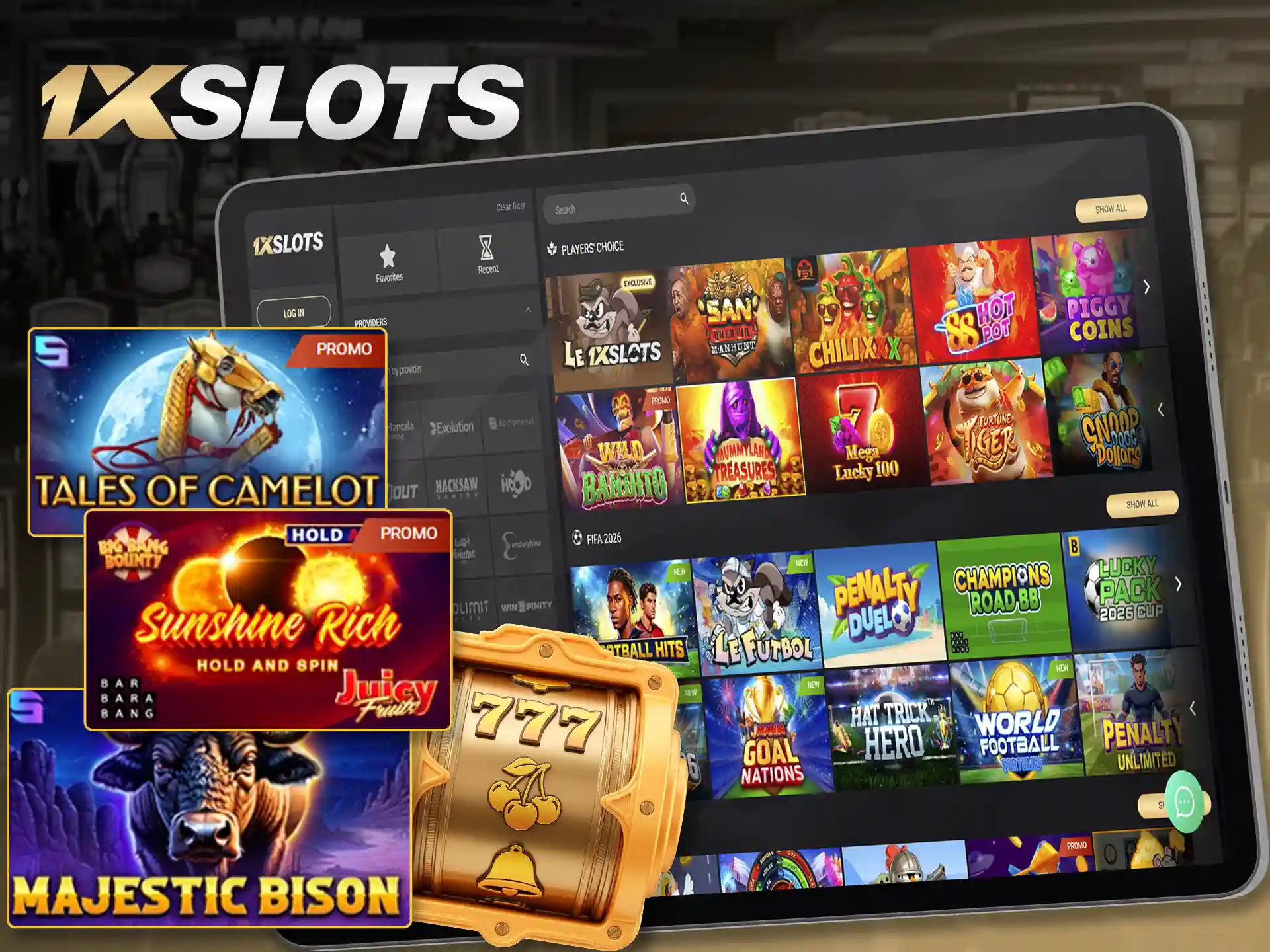 Spin popular slot machines and games at 1xSlots.