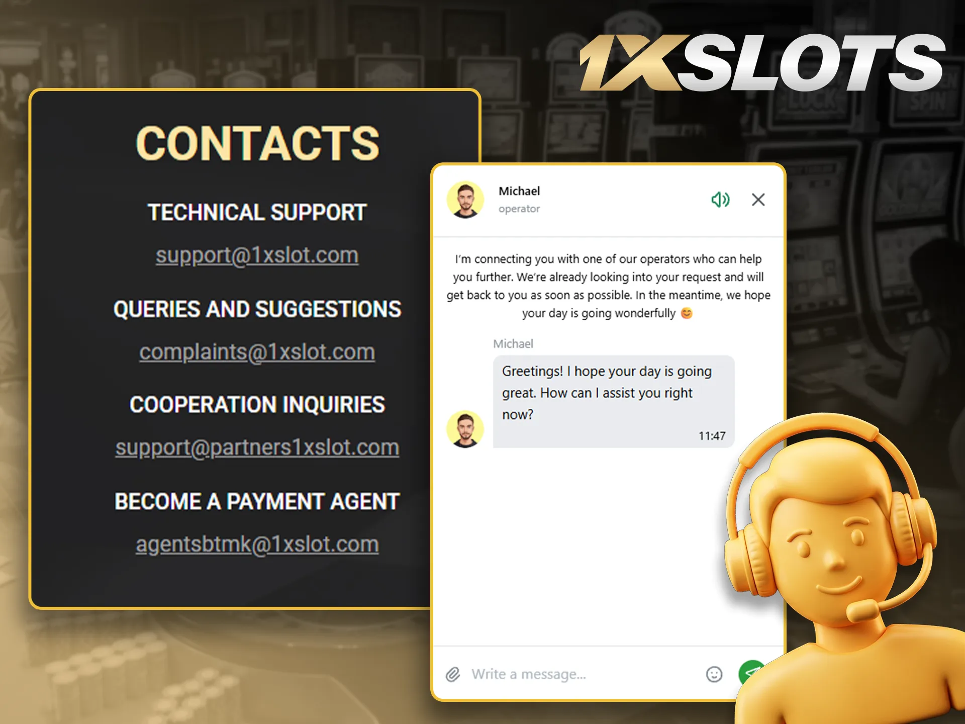 Contact 1xSlots customer support for fast reliable help.