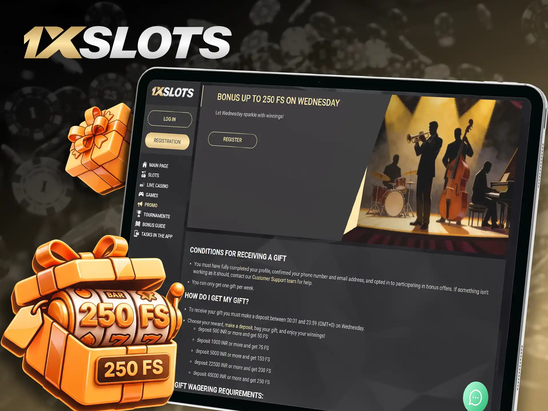 Enjoy Wednesday free spins exclusively at 1xSlots casino.