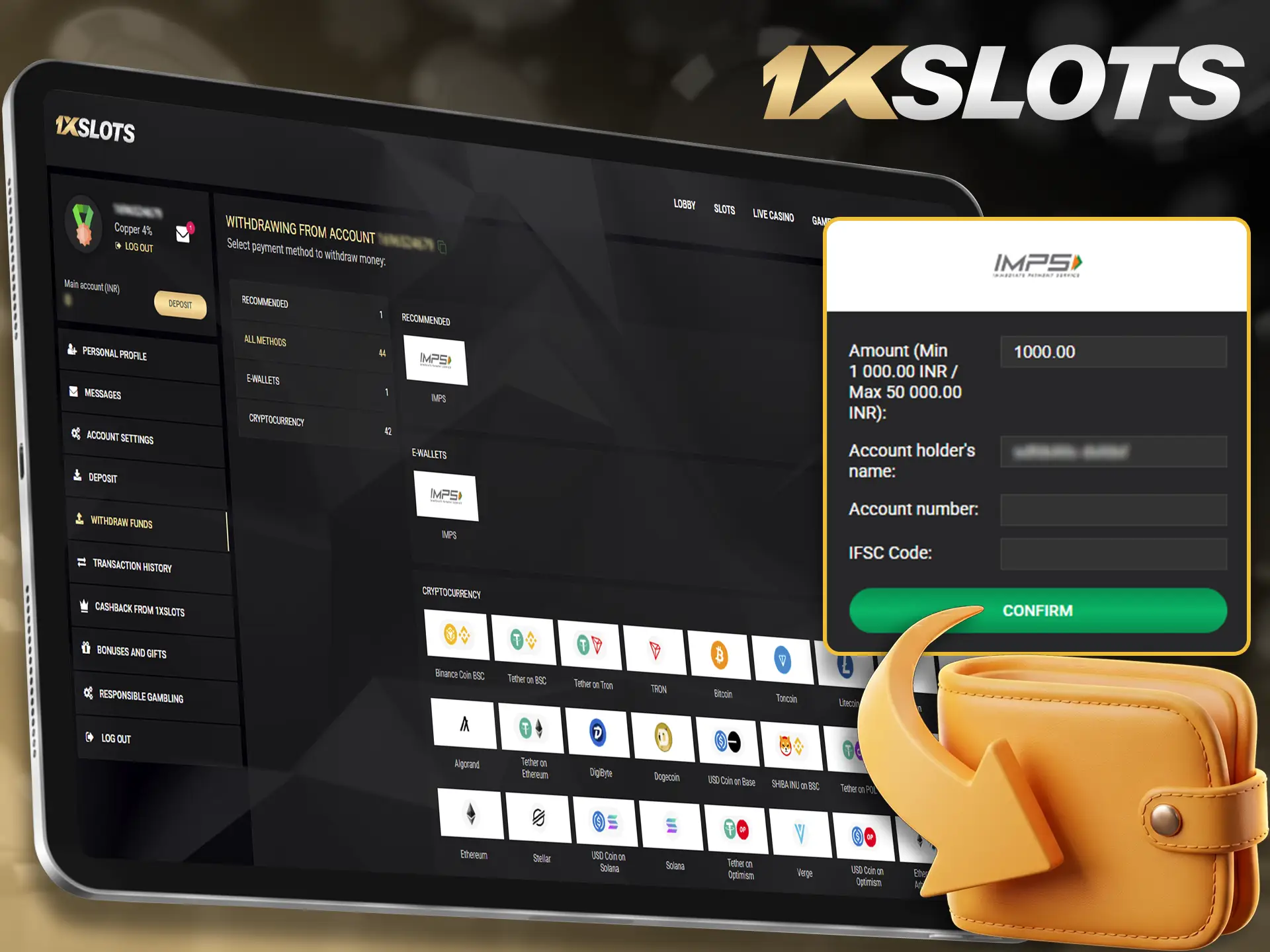 Learn to withdraw your 1xSlots winnings quickly.