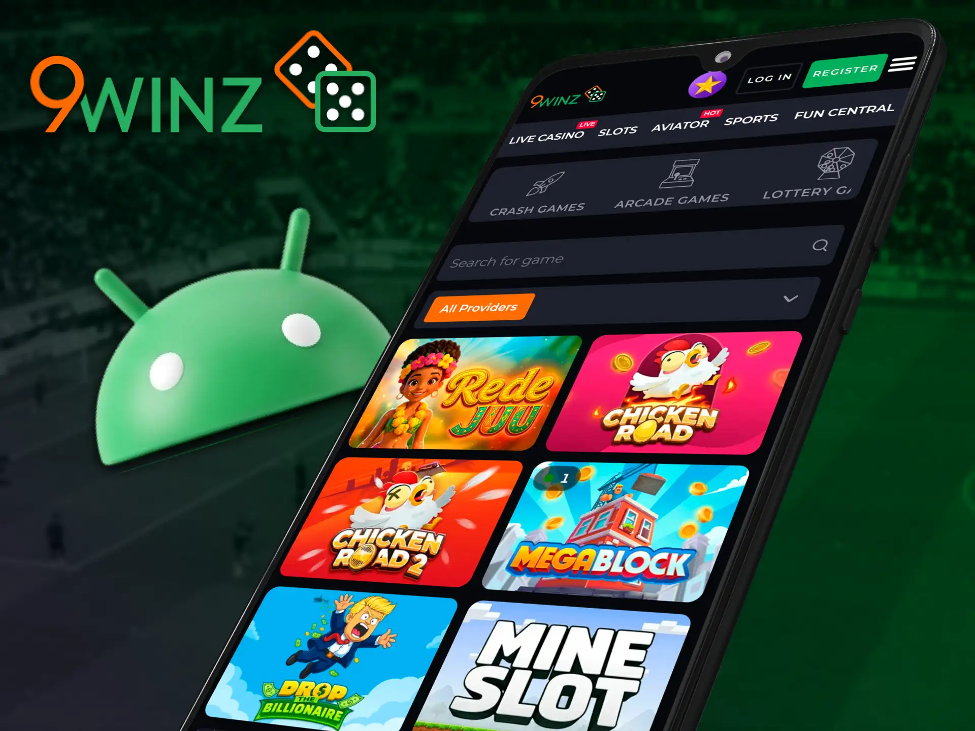 Download the 9winz mobile application directly onto your Android device.