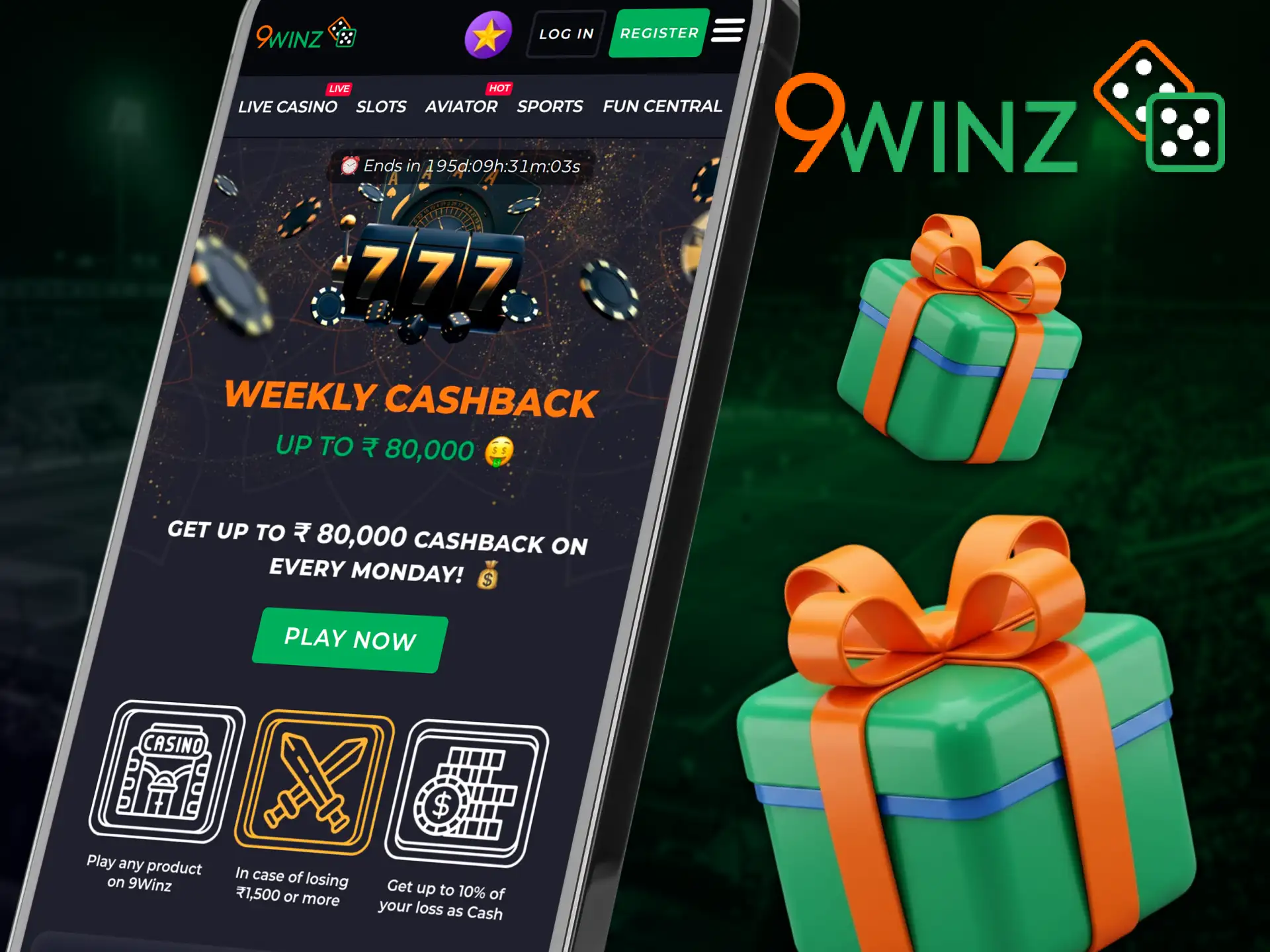 Receive your regular 9winz mobile weekly cashback to keep betting on sports.