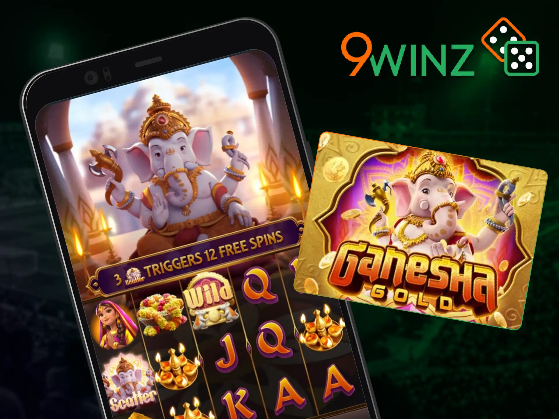 Enjoy the popular Ganesha Gold slot game within the 9winz app.
