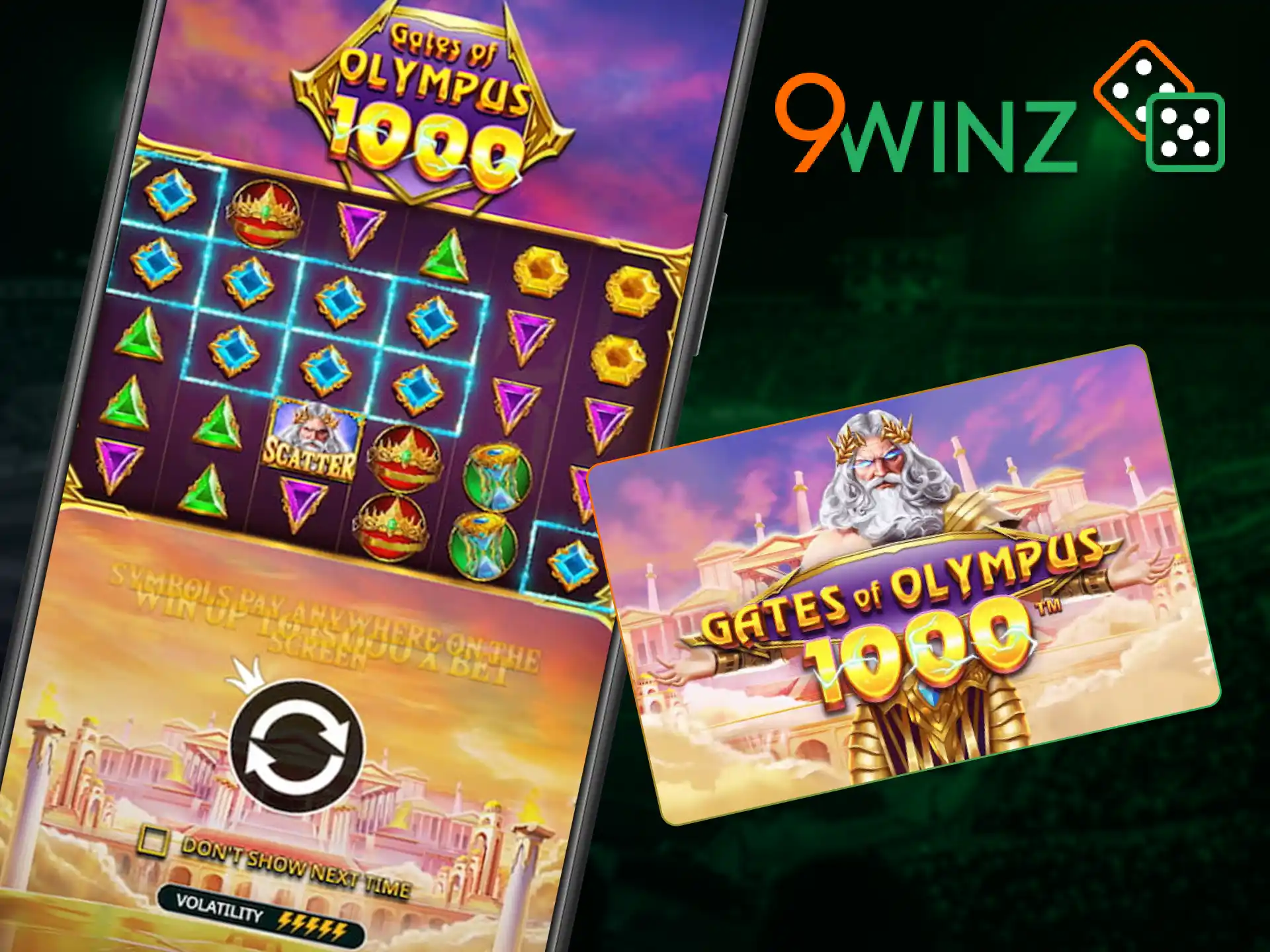 Try your luck on the Gates of Olympus 1000 slot at 9winz app.