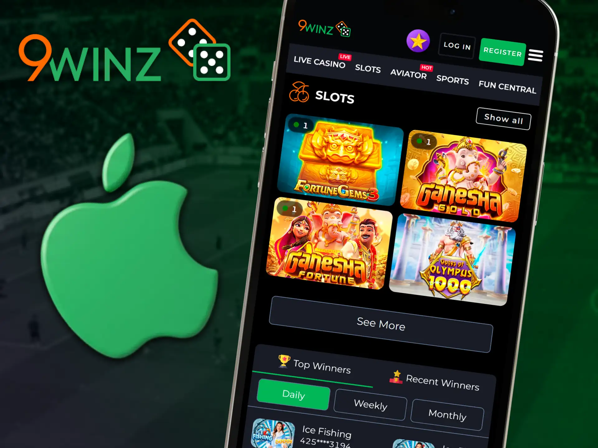 Set up the 9winz mobile application on your iOS device to enjoy premium gambling.
