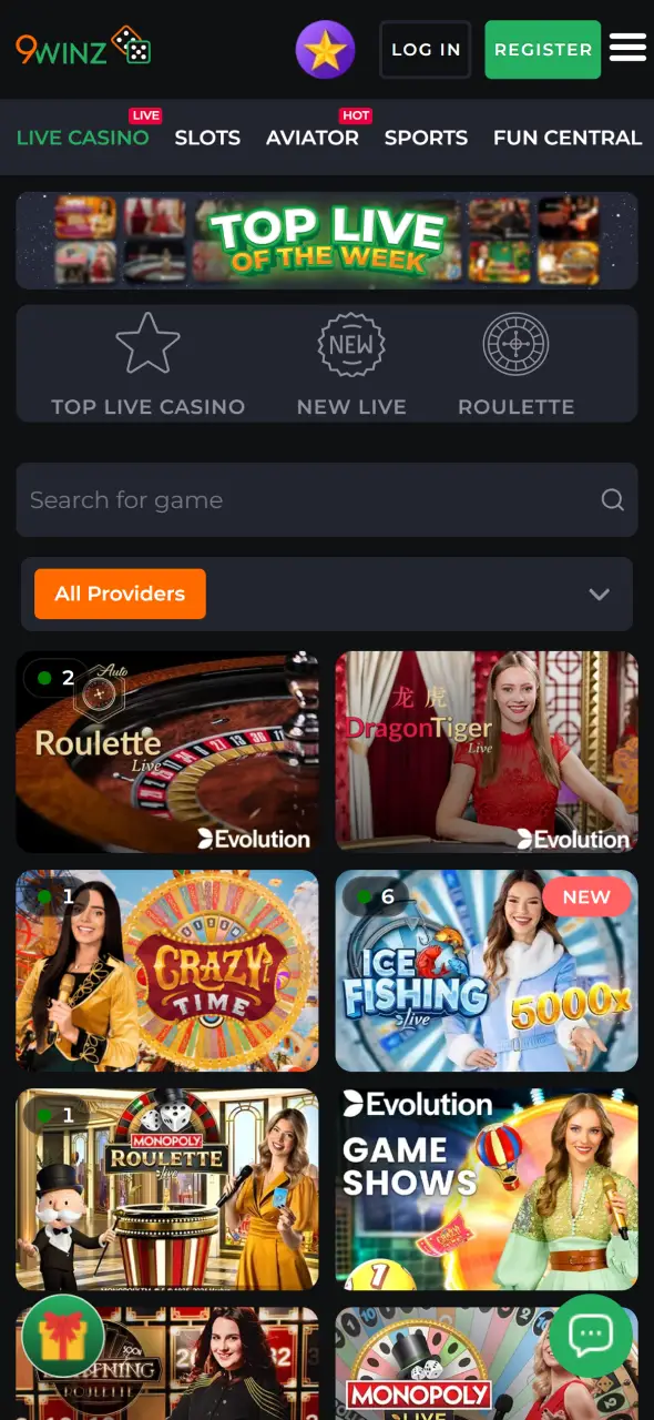 Play top-tier real money casino games available on the 9winz platform.