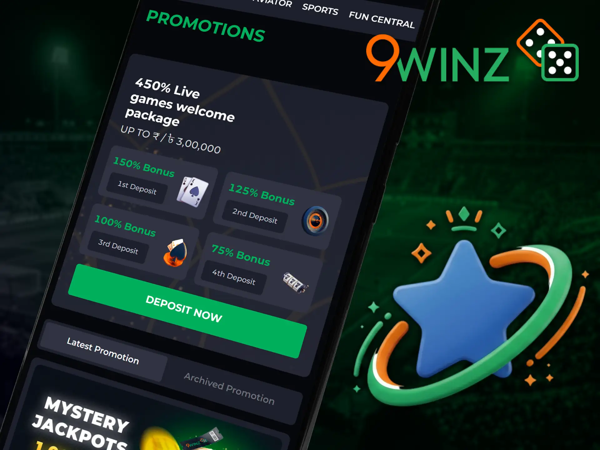 Claim exclusive 9winz App welcome bonuses after completing your registration.