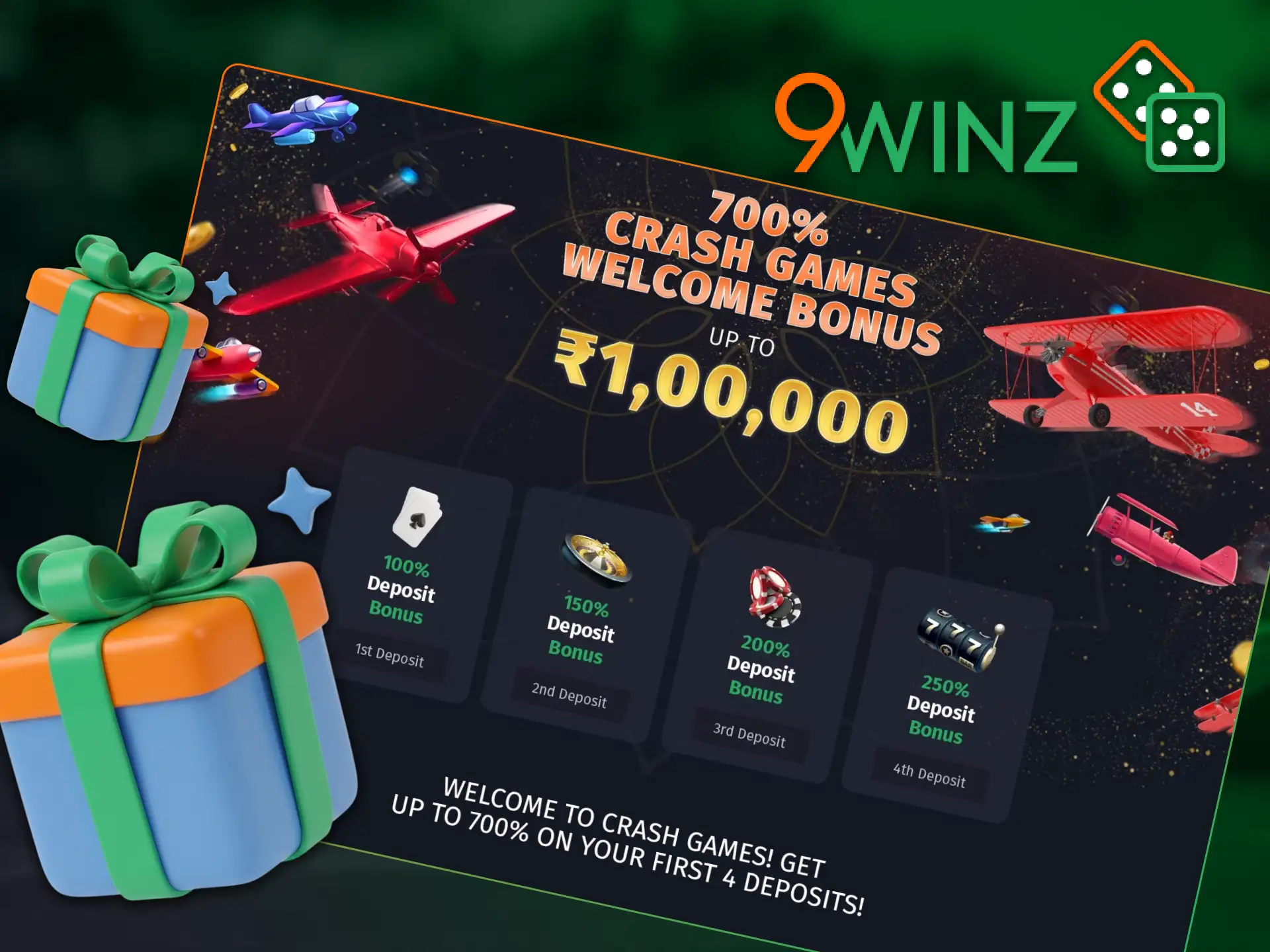Play thrilling crash games with a generous 9winz welcome bonus.