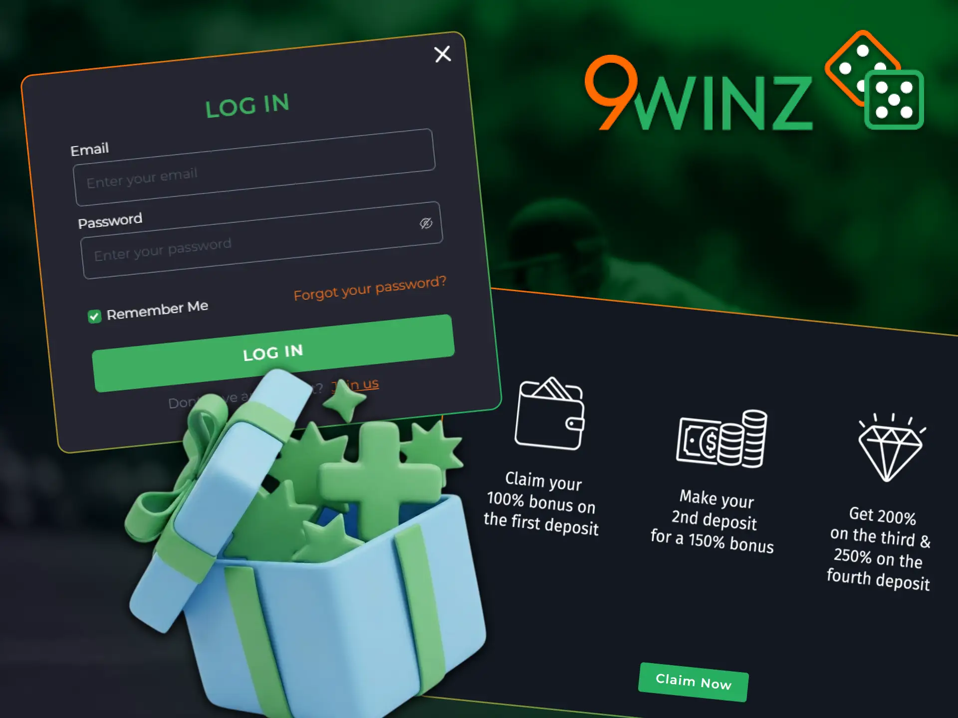 Follow the simple guide to get a 9winz bonus.