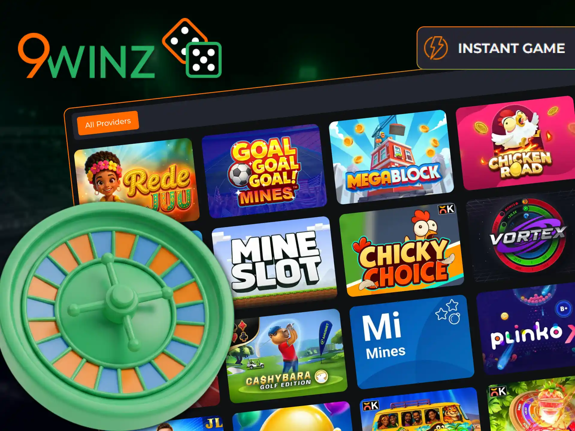 Try your luck with fast-paced instant games at 9winz.