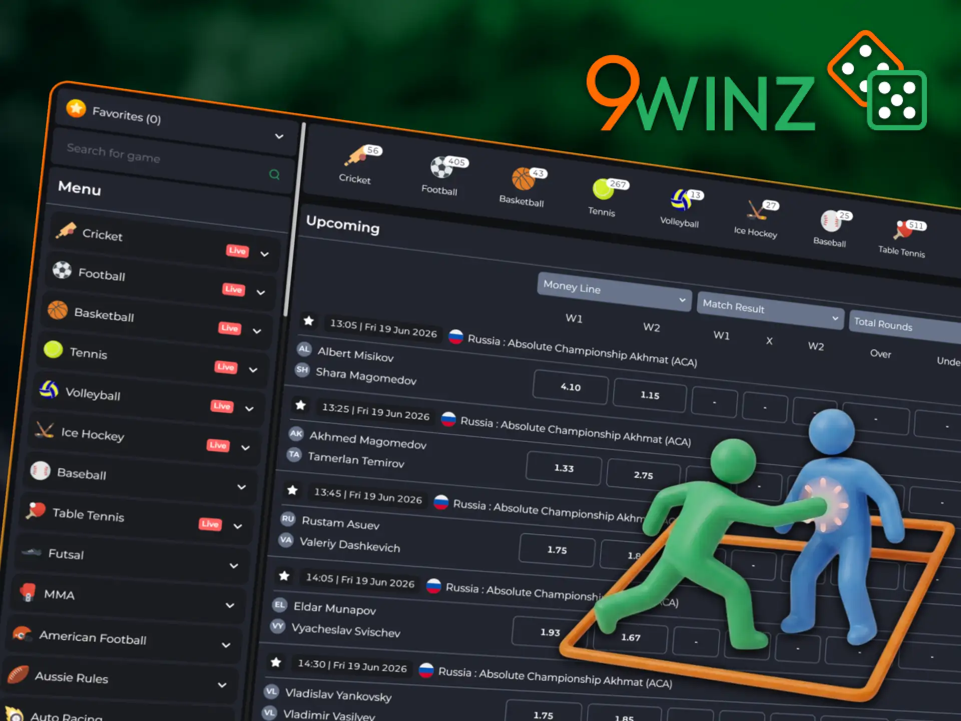 Bet on dynamic kabaddi tournaments using the 9winz sportsbook.