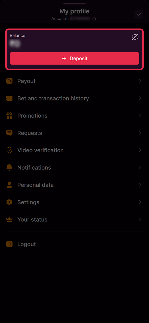 Click the top up button on main Batery wallet interface.