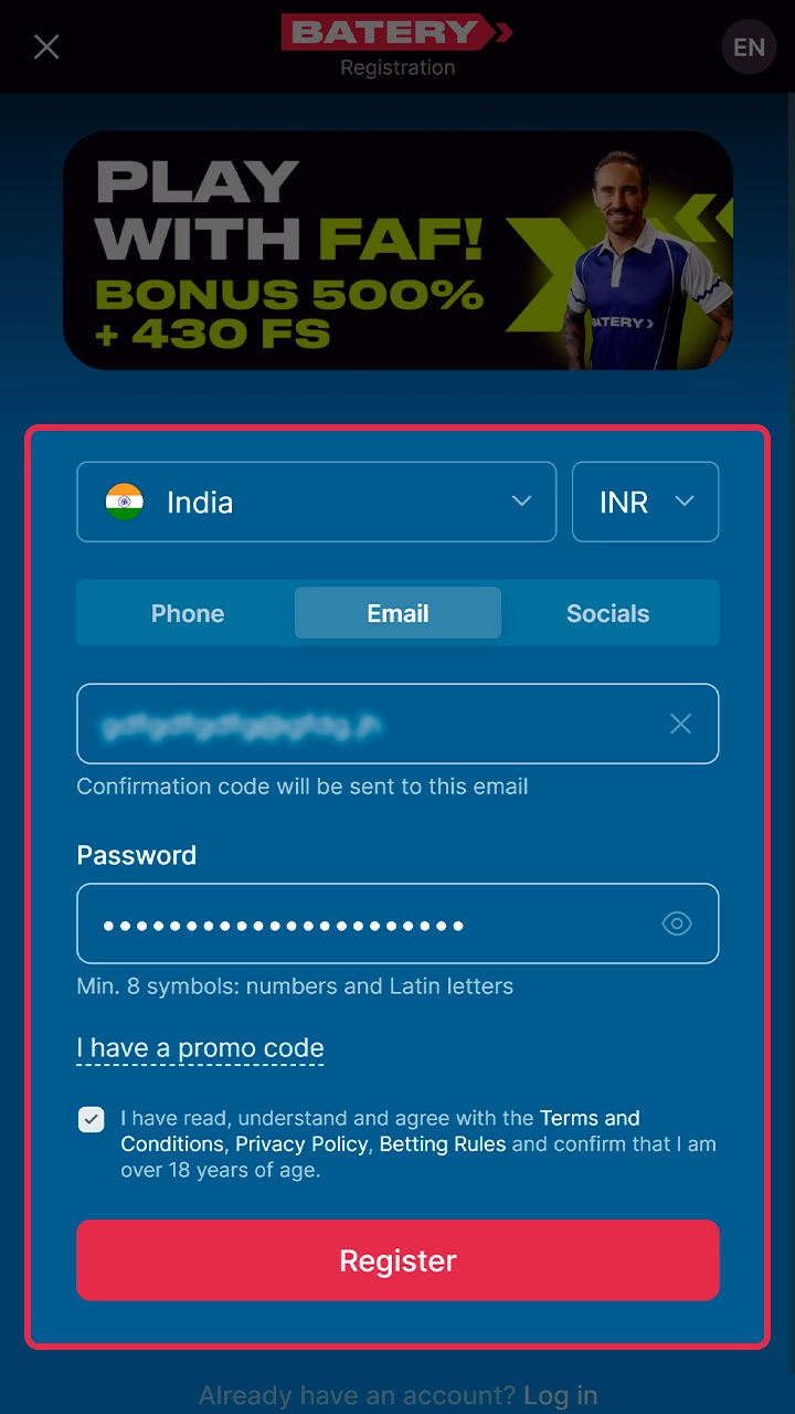 Follow the simple user sign up steps in Batery app.