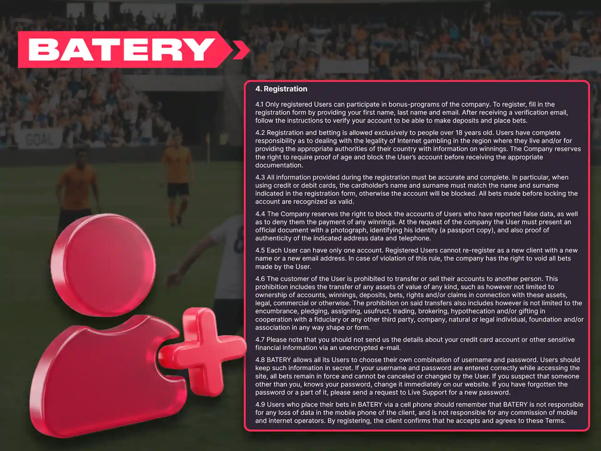 Important rules and legal conditions for opening Batery account.