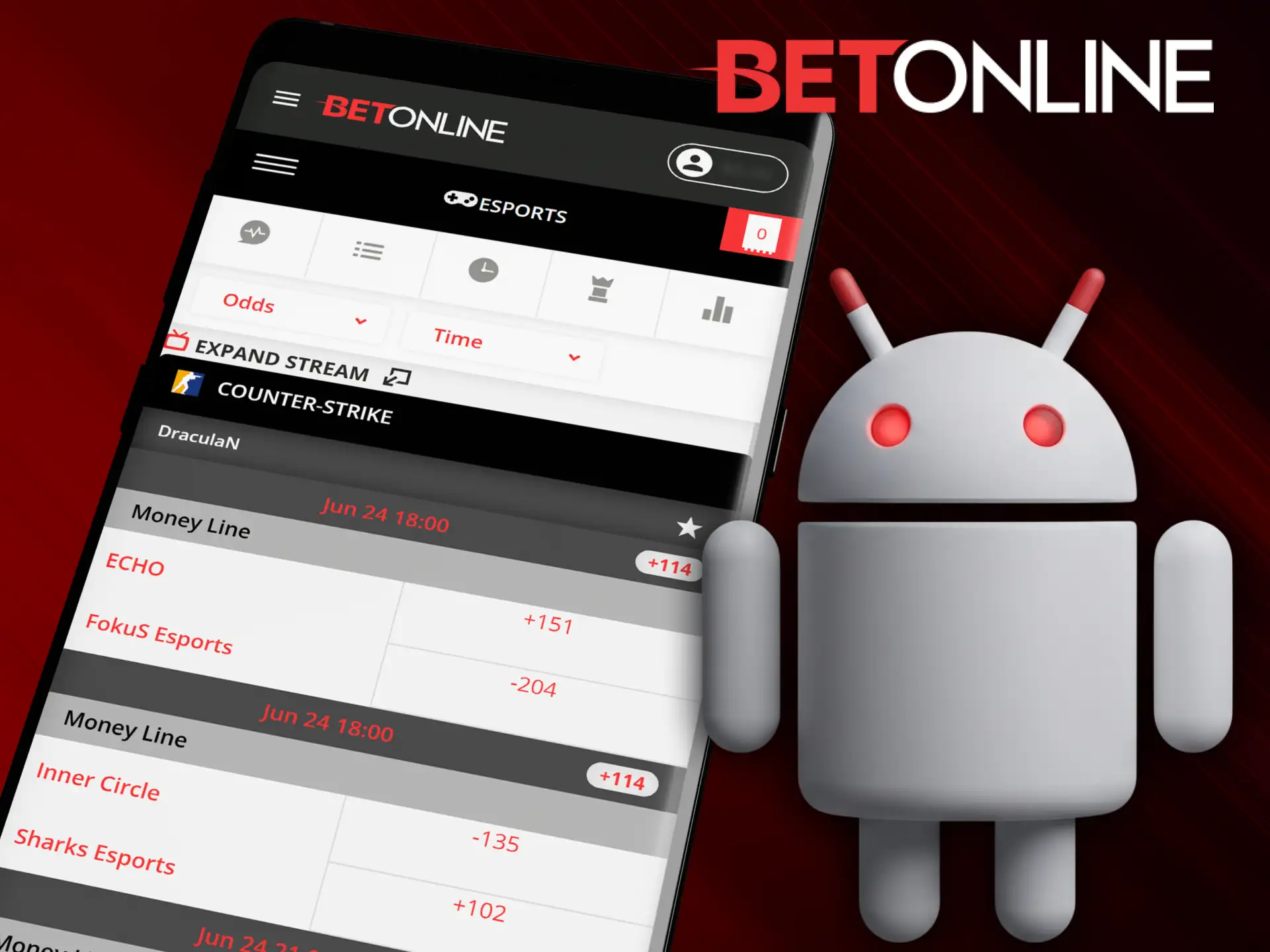 Download the safe BetOnline app on your Android device to start playing.