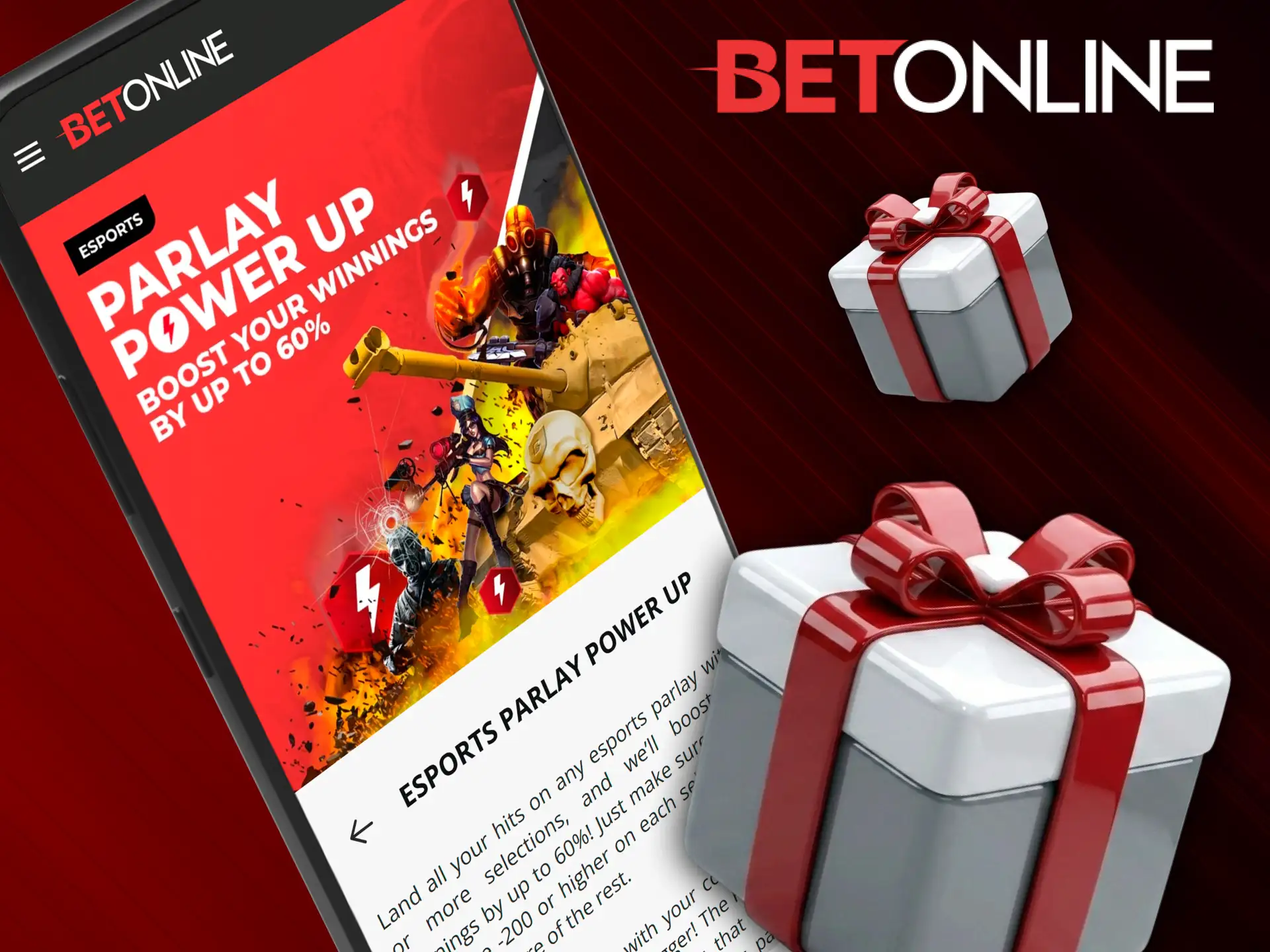 Boost your esports parlay payouts using the modern BetOnline app features.