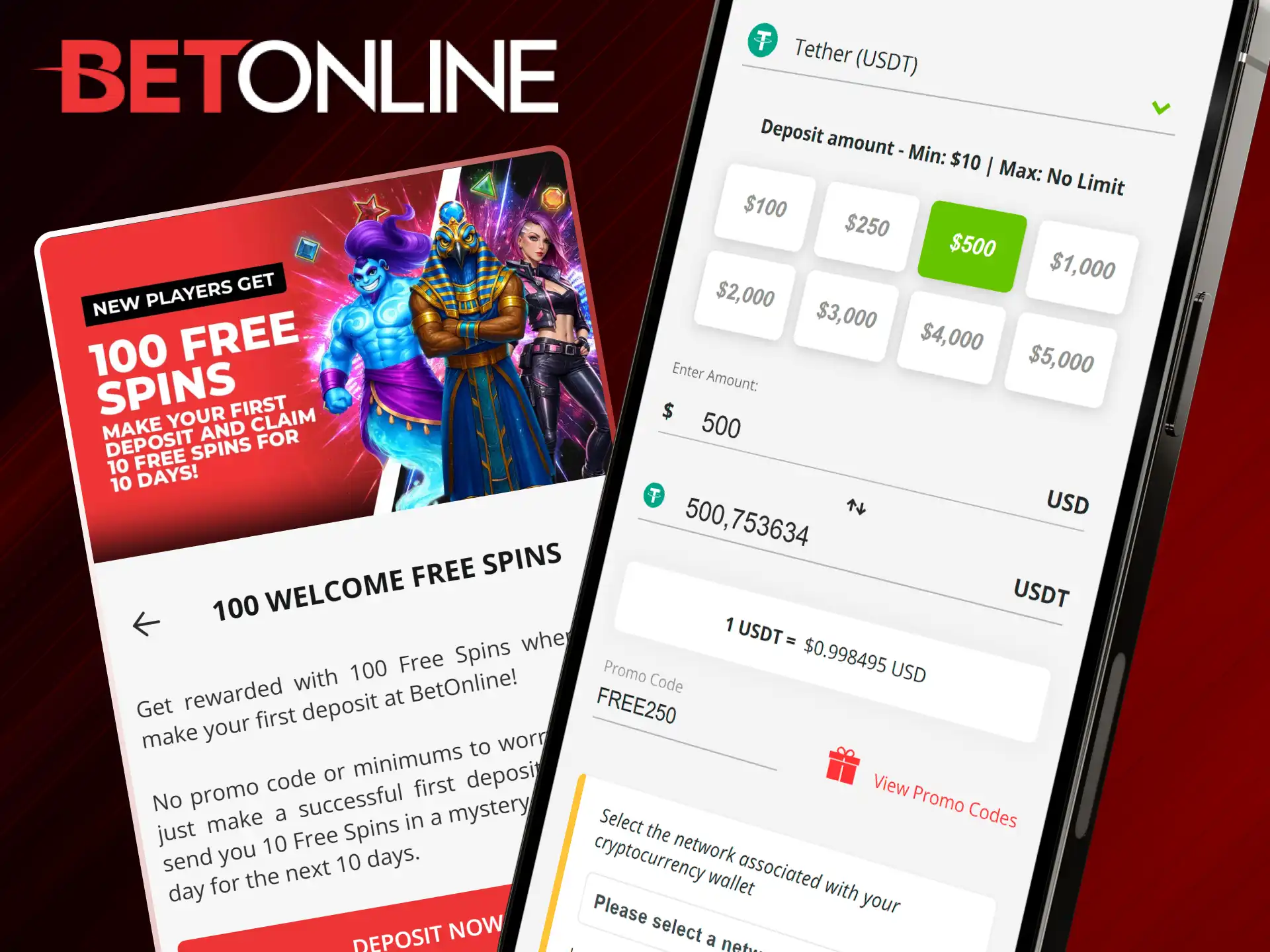 Follow the simple steps to get a bonus via the mobile app on BetOnline.
