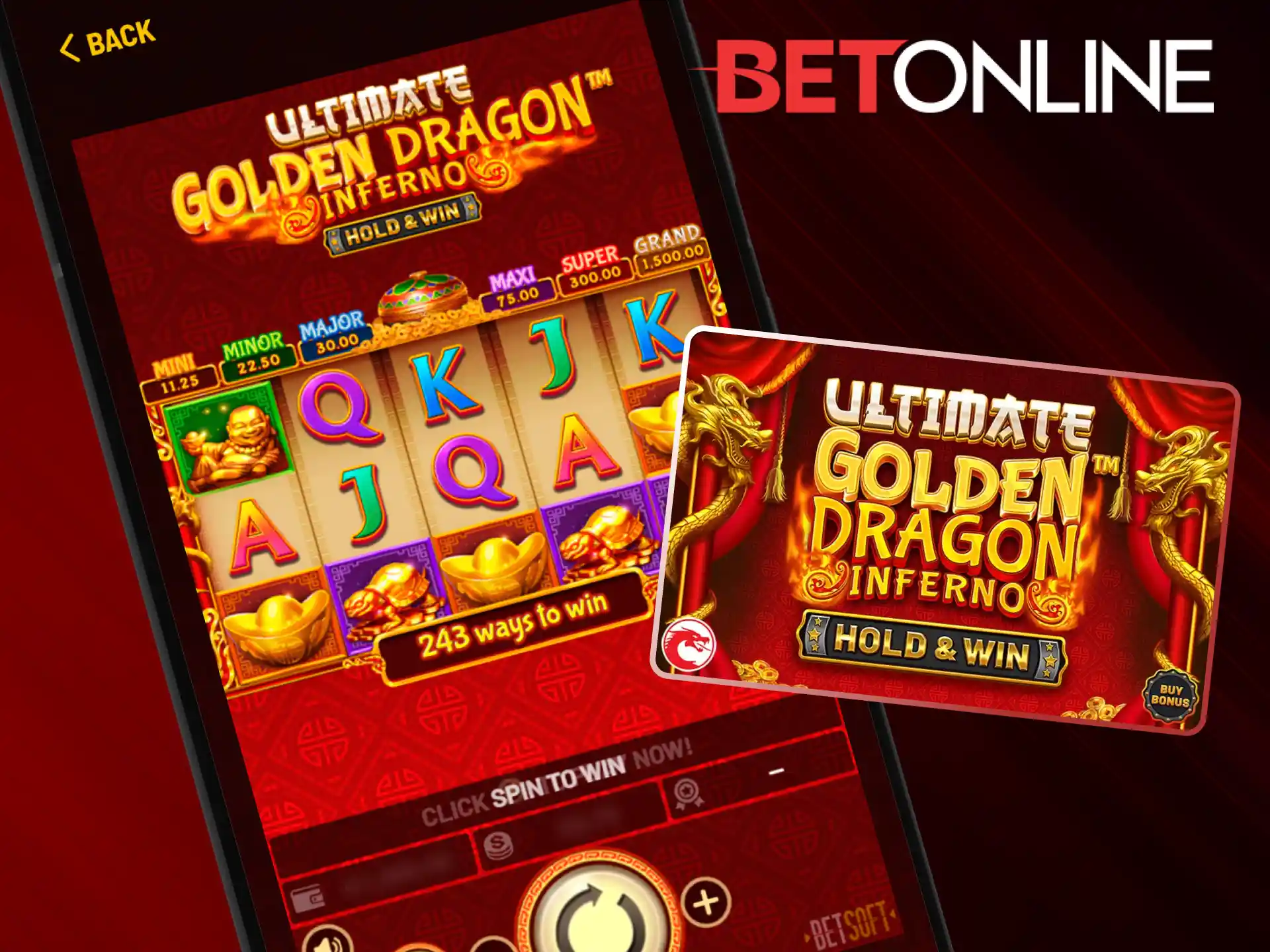 Try the exciting Ultimate Golden Dragon Inferno casino slot at BetOnline.
