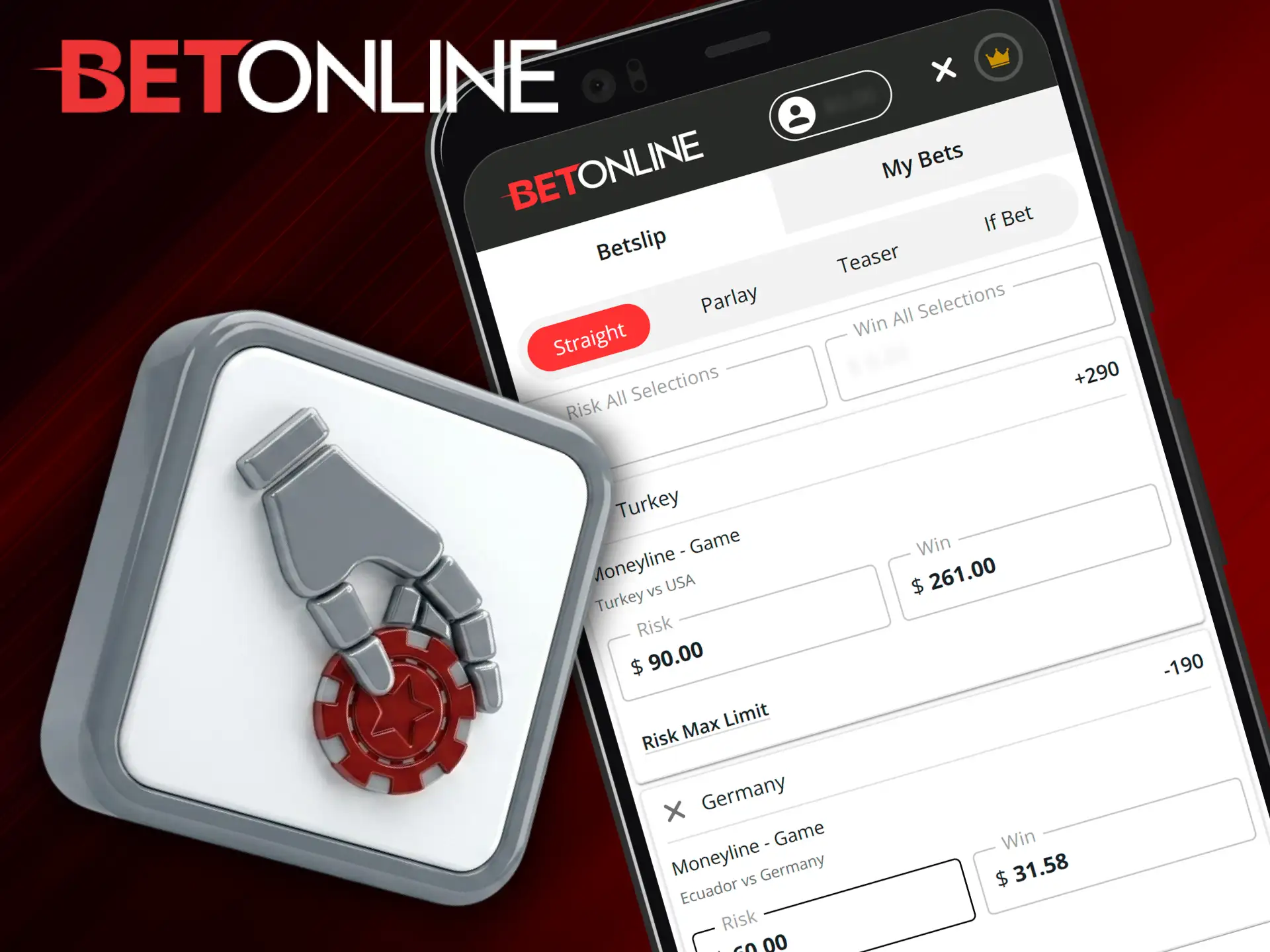 Learn how to make a bet via the BetOnline app and win real money.