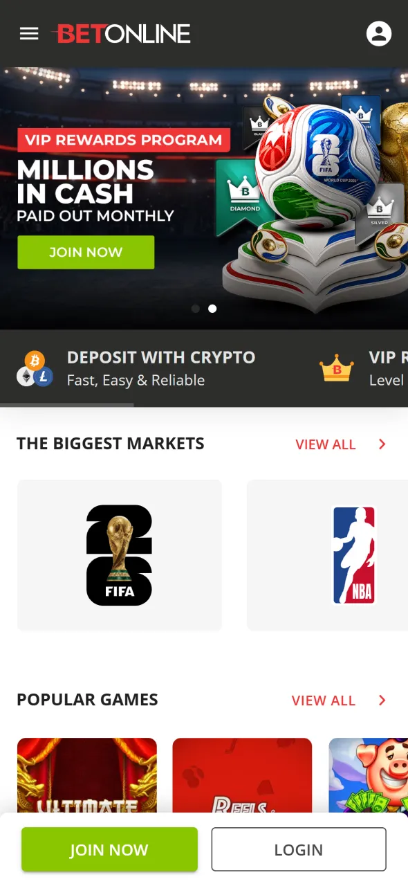 Open the official BetOnline mobile App main page to start your journey.
