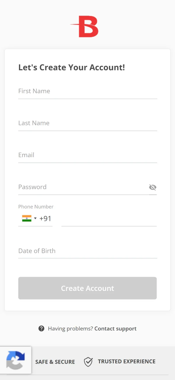 Create a new account and complete your BetOnline App registration quickly.