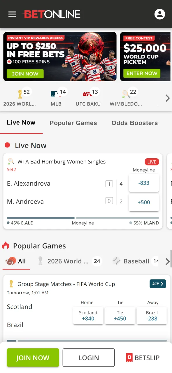 Place winning sports bets on your favorite teams using the BetOnline App.