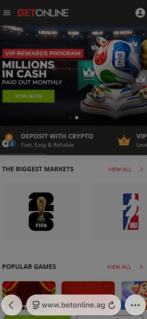Open the official iOS download page to access the BetOnline web platform.