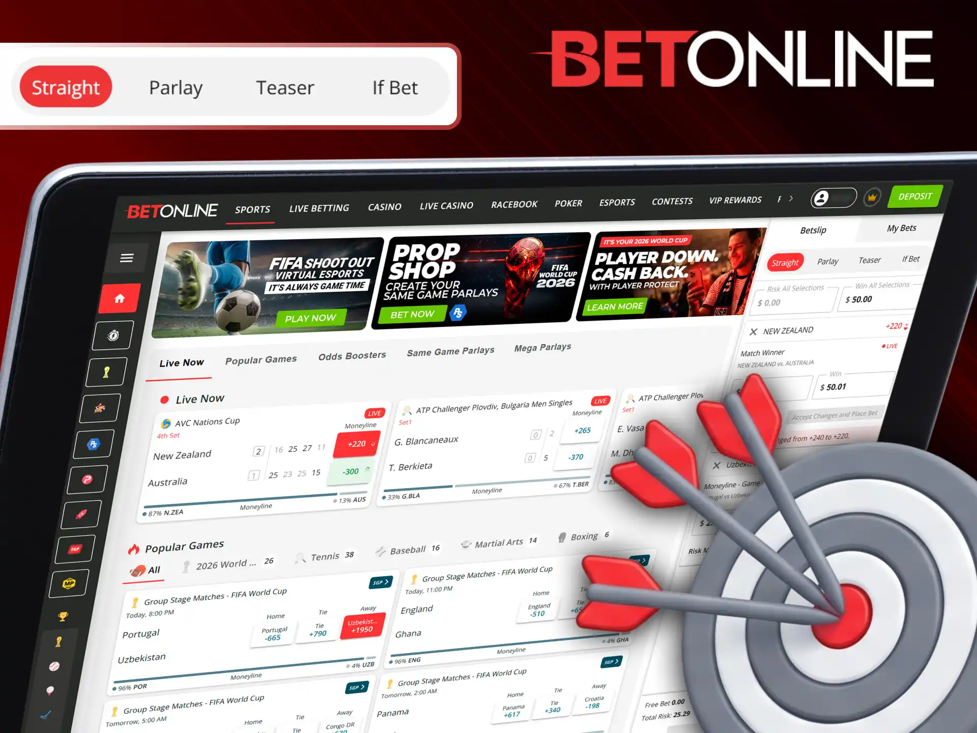 Study the main betting options on BetOnline to find your strategy.