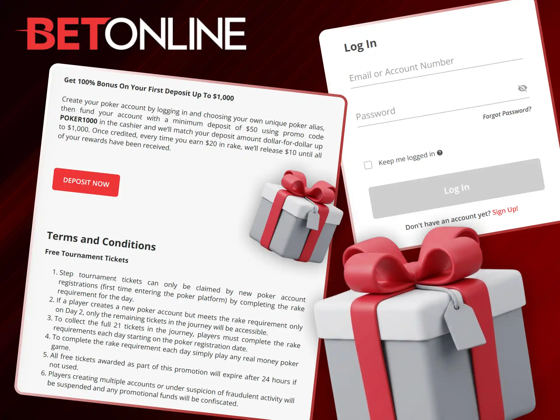 Follow simple instructions to claim your BetOnline welcome bonus today.