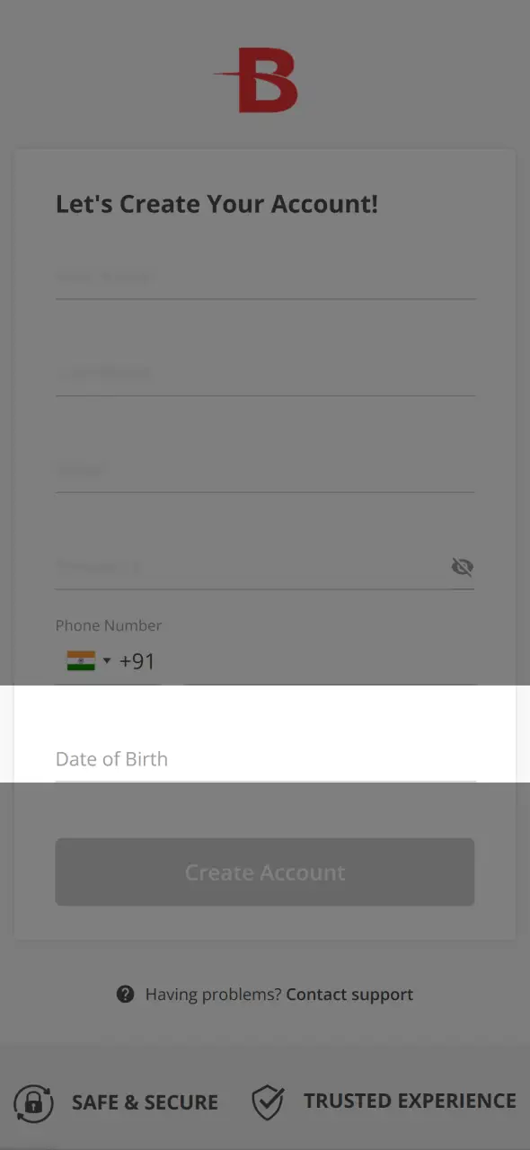 Confirm your birthday during BetOnline registration to verify the account.