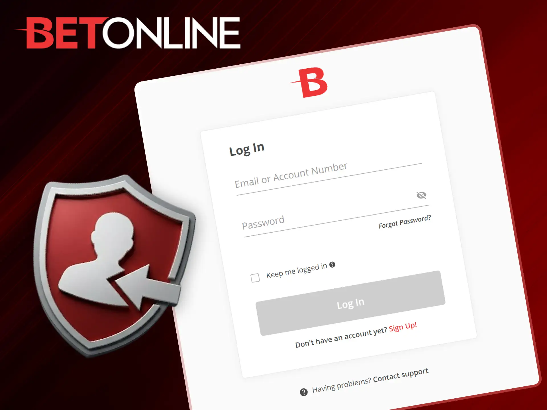 Sign in to your BetOnline profile to access personalized betting features.