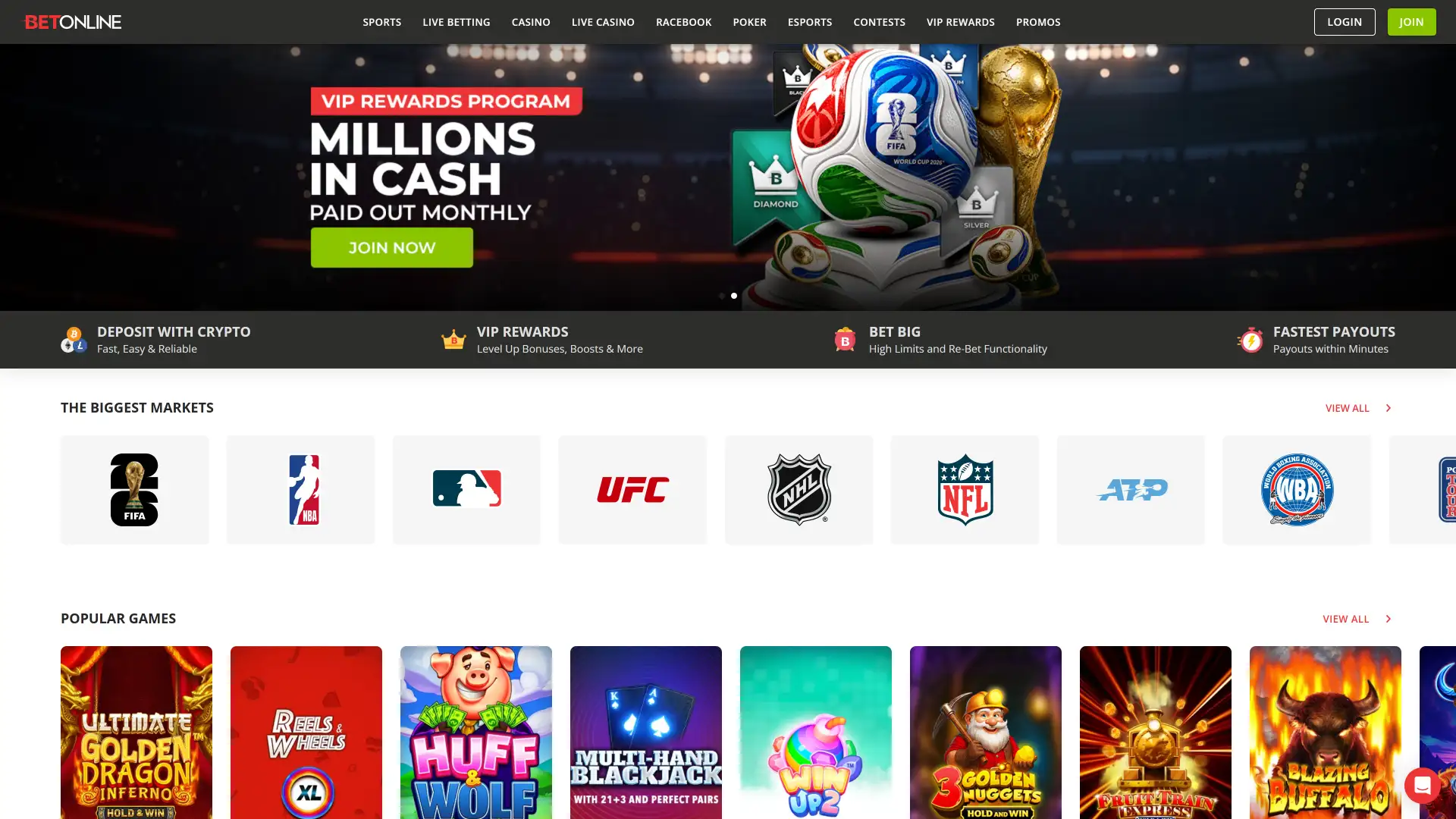 Explore the sleek interface of the BetOnline official website to find the best betting opportunities.