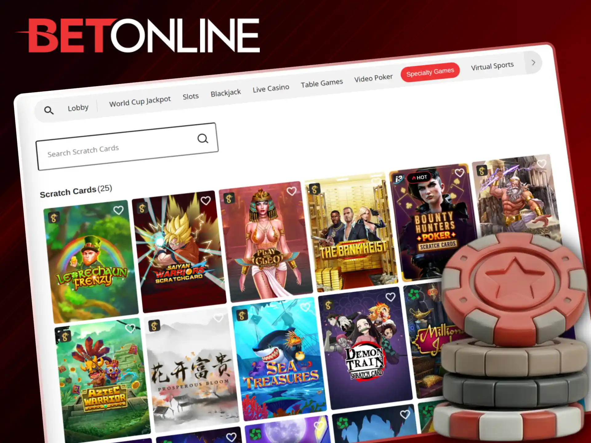 Try unique options in the BetOnline casino specialty games category now.