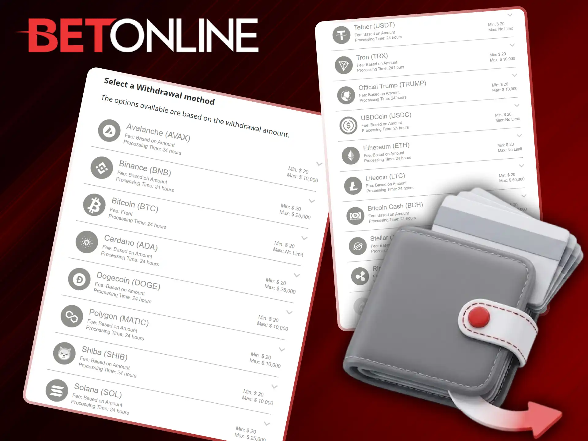 Submit a BetOnline payment request to withdraw your winnings quickly.