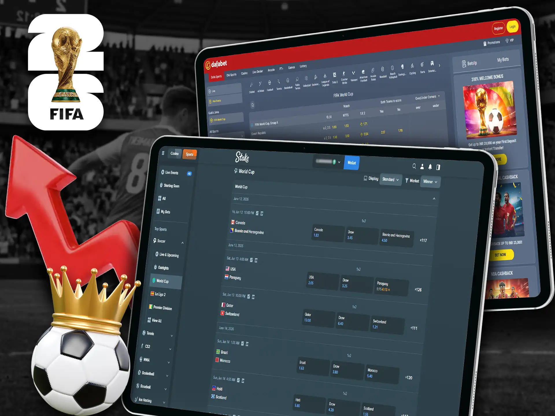Comparison chart of highest FIFA World Cup betting odds