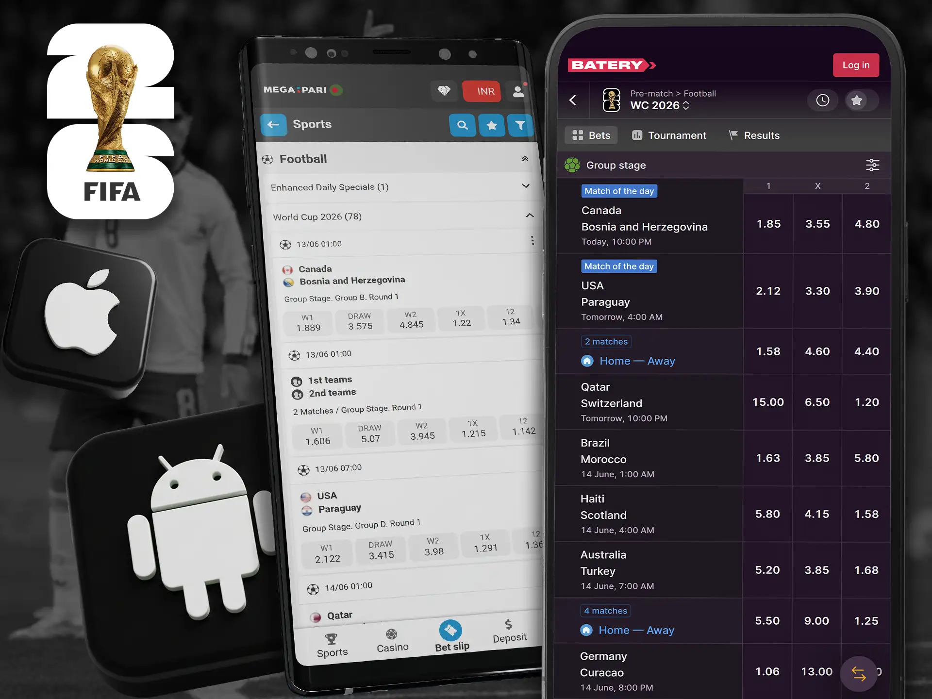 Top mobile betting apps for FIFA World Cup matches.