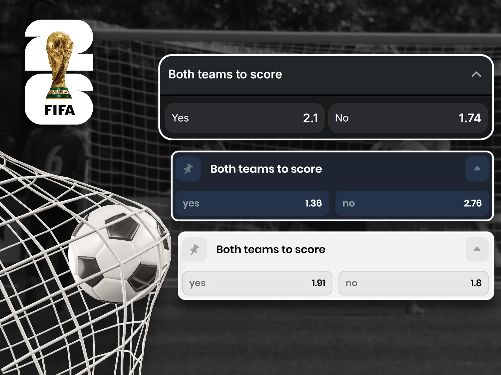 Both teams to score option for FIFA World Cup.