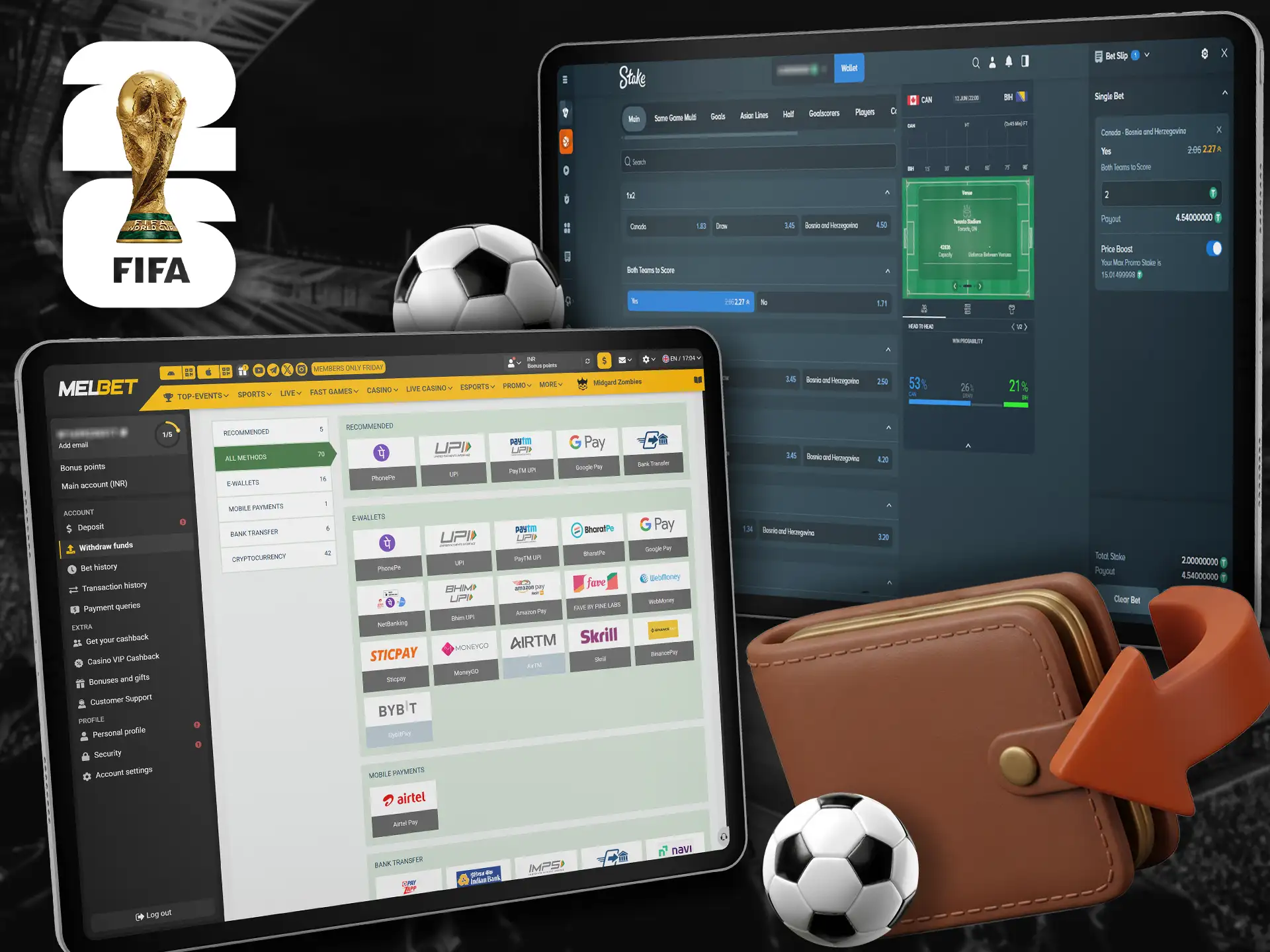 Using cash out button during FIFA World Cup event.
