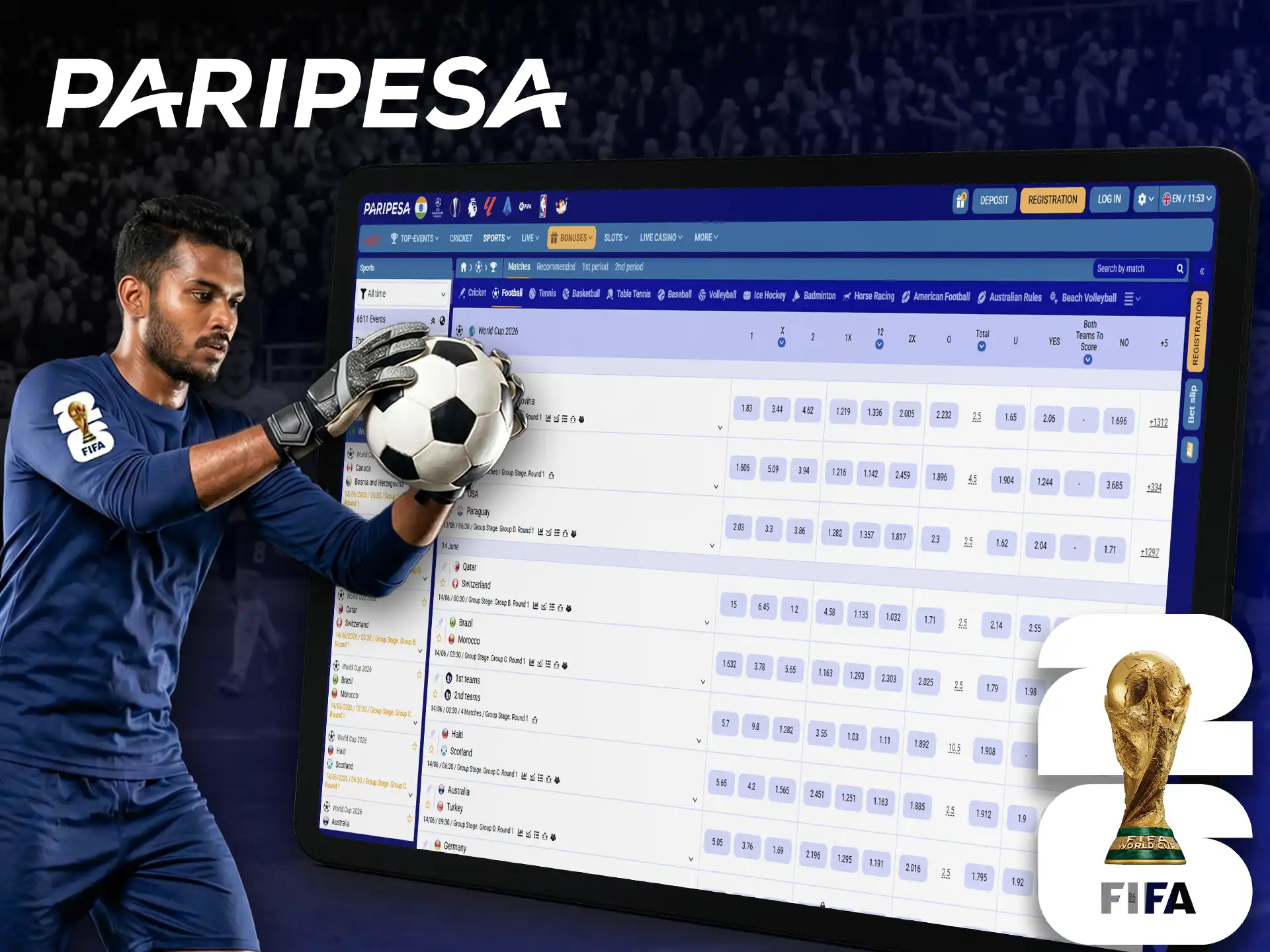 Place your FIFA World Cup football bet on Paripesa