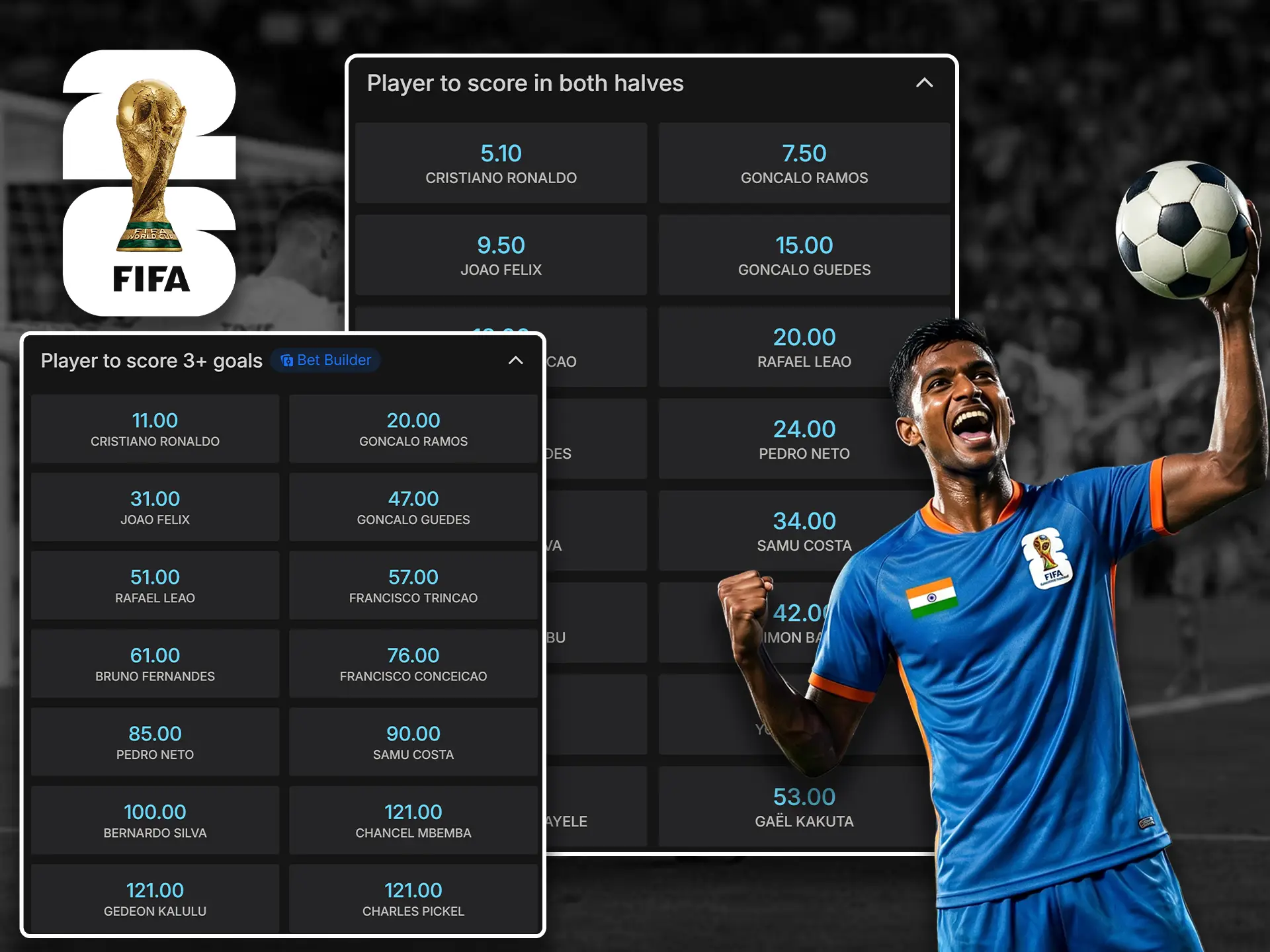 Outright tournament winner odds for FIFA World Cup.
